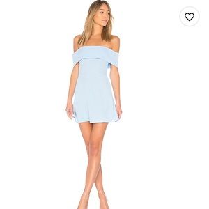 Blue off the shoulder mini dress from By The Way